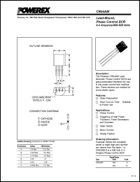 CR04AM-12 datasheet: 600V, 0.4A low power SCR CR04AM-12