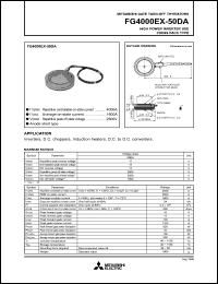 FG4000EX-50DA datasheet: 2500V, 4000A phase control asymmetrical thyristor FG4000EX-50DA