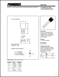 BCR1AM-12 datasheet: 600V, 1A triac BCR1AM-12