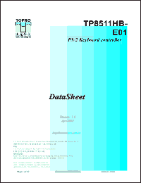 TP8511HB-E01 datasheet: PS/2 keyboard controller. 8-bit CMOS microcontroller. TP8511HB-E01