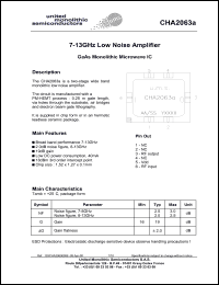 CHA2063a99F/00 datasheet: 7-13GHz low noise amplifier CHA2063a99F/00
