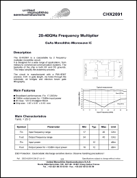CHX2091-99F/00 datasheet: 20-40GHz frequency multiplier CHX2091-99F/00
