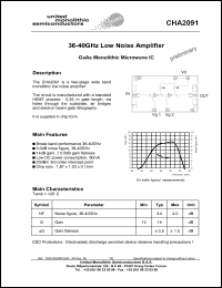 CHA2091-99F/00 datasheet: 36-40GHz low noise amplifier CHA2091-99F/00