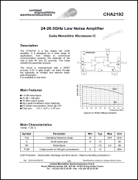 CHA2192-99F/00 datasheet: 24-26.5GHz low noise amplifier CHA2192-99F/00