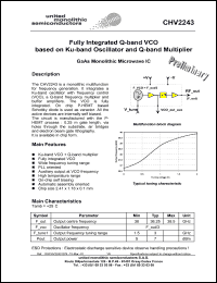 CHV2243-99F/00 datasheet: Fully integrated Q-band VCO based on Ku-band oscillator and Q-band multiplier CHV2243-99F/00