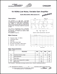 CHA2291-99F/00 datasheet: 10-18GHz low noise, variable gain amplifier CHA2291-99F/00