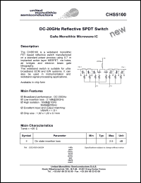 CHS5100-99F/00 datasheet: DC-20GHz reflective SPDT switch CHS5100-99F/00