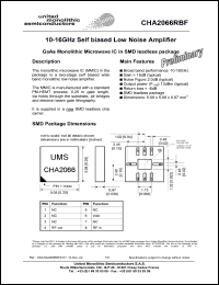 CHA2066RBF/24 datasheet: 10-16GHz self biased low noise amplifier CHA2066RBF/24