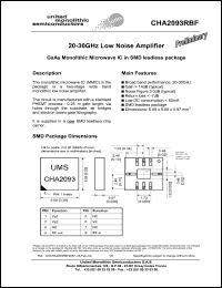 CHA2093RBF/24 datasheet: 20-30GHz low noise amplifier CHA2093RBF/24