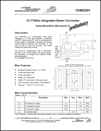 CHR2291-99F/00 datasheet: 12-17GHz integrated down converter. CHR2291-99F/00