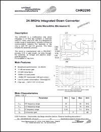 CHR2295-99F/00 datasheet: 24-30GHz integrated down converter. CHR2295-99F/00