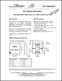 CHT3091RCF/24 datasheet: DC-40GHz attenuator. CHT3091RCF/24