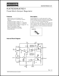 KA7630 datasheet: Fixed multi-output regulator, fixed precision output 2 voltage 8V 2% KA7630