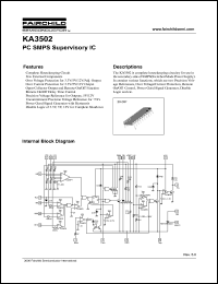 KA3502 datasheet: PC SMPS supervisory IC, 3.3V/5V/12V/Adj output KA3502