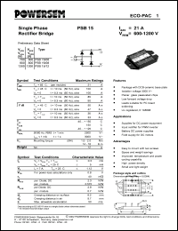 PSB15/12 datasheet: 1200 V single phase rectifier bridge PSB15/12