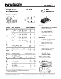 PSB21/08 datasheet: 800 V single phase rectifier bridge PSB21/08