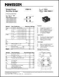 PSB35/08 datasheet: 800 V single phase rectifier bridge PSB35/08