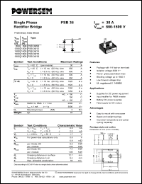 PSB36/14 datasheet: 1400 V single phase rectifier bridge PSB36/14