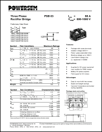 PSB83/16 datasheet: 1600 V single phase rectifier bridge PSB83/16