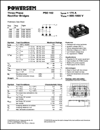 PSD162/08 datasheet: 800 V three phase rectifier bridge PSD162/08