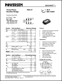 PSD27/12 datasheet: 1200 V three phase rectifier bridge PSD27/12