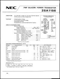 2SA1156 datasheet: PNP power transistor, 400V, 1A 2SA1156