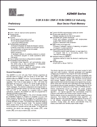 A29400TV-90 datasheet: 90ns 20mA 1uA 512K x 8bit/256 x 16bit CMOS 5.0V-only A29400TV-90