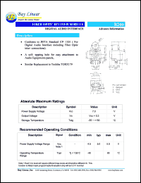 B200 datasheet: 7.0V fiber optic reciver module B200