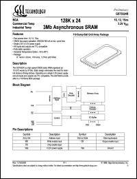 GS73024B-10 datasheet: 10ns 128K x 24 3Mb asynchronous SRAM GS73024B-10