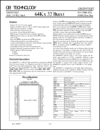 GS820V32Q datasheet: 80-133MHz 64K x 32 2M synchronous burst SRAM GS820V32Q