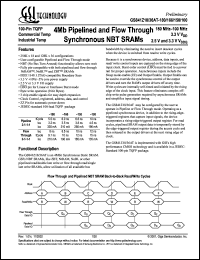 GS841Z18AT-150 datasheet: 150MHz 10ns 256K x 18 4Mb pipelined and flow through synchronous NBT SRAM GS841Z18AT-150