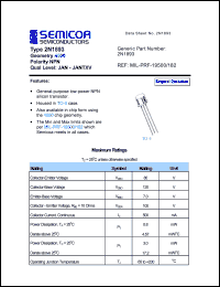 2N1893 datasheet: Chip: 7.0V; geometry 4500; polarity NPN 2N1893