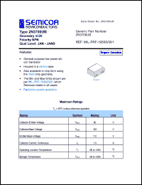 2N3700UB datasheet: Chip: 7.0V; 1.0A; geometry 4500; polarity NPN 2N3700UB