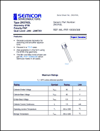 2N3763L datasheet: Chip: 5.0V; 1.5A; geometry 6706; polarity PNP 2N3763L