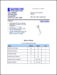 2N4957 datasheet: Chip: 3.0V; 30A geometry 0006; polarity PNP 2N4957