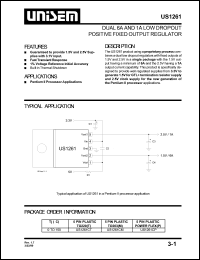 US1061CP datasheet: 3.3V dual 6A/1A low dropout positive fixed output regulator US1061CP