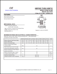 KBP08 datasheet: Single phase glass bridge rectifier. Maximum recurrent peak reverse voltage 800 V. Maximum average forward rectified current 2.0 A. KBP08