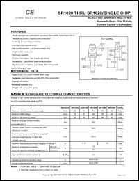 SR1030 datasheet: Schottky barrier rectifier (single chip). Max repetitive peak reverse voltage 30 V. Max average forward rectified current 10.0 A. SR1030