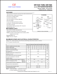 SR1535A datasheet: Schottky barrier rectifier. Common anode.  Max repetitive peak reverse voltage 35 V. Max average forward rectified current 15.0 A. SR1535A