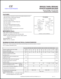 SR1060A datasheet: Schottky barrier rectifier. Common anode. Max repetitive peak reverse voltage 60 V. Max average forward rectified current 10.0 A. SR1060A