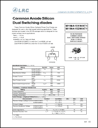 M1MA151WAT1 datasheet: 40 V, 100 mA, common anode silicon dual switching diode M1MA151WAT1