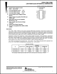 LP339DR datasheet:  QUAD, LOW-POWER, GENERAL PURPOSE DIFFERENTIAL COMPARATOR LP339DR