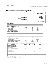 BAV74LT1 datasheet: 50 V, 200 mA, monolithic dual switching diode BAV74LT1