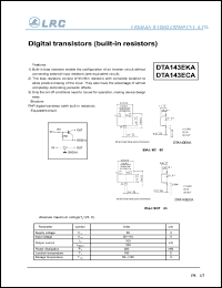 DTA143EKA datasheet: 50 V, digital transistor DTA143EKA