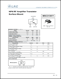 MSC3130T1 datasheet: 15 V, NPN RF amplifier transistor surface mount MSC3130T1