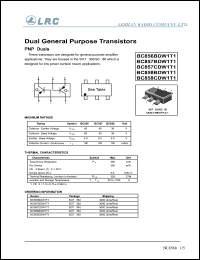 BC858BDW1T1 datasheet: 30 V, dual general purpose transistor BC858BDW1T1