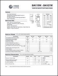 BAV21W datasheet: 250 V,  surface mount switching diode BAV21W