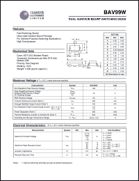 BAV99W datasheet: 100 V,  dual surface mount switching diode BAV99W