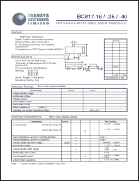 BC817-25 datasheet: NPN surface mount small signal transistor BC817-25