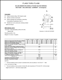 FL401 datasheet: 100 V, 4 A, in-line miniature single phase silicon rectifier FL401